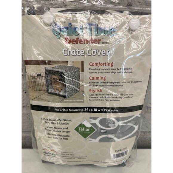Midwest Quiet Time Defender Gray Geographic Pet Crate Cover - Picture 2 of 2